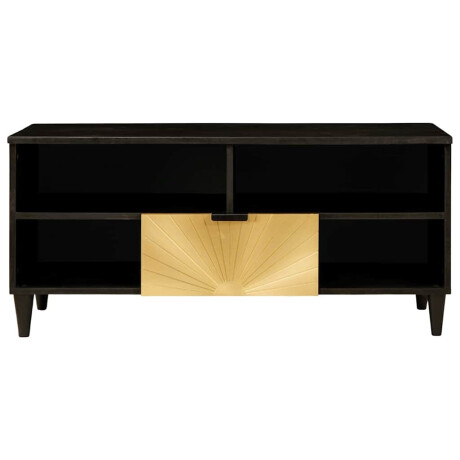 vidaXL TV-kast Zwart en Goud 100 x 33 x 46 cm massief mangohout afbeelding3 - 1
