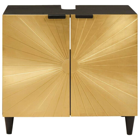 vidaXL Wastafelkast Zwart en Goud 62 x 33 x 58 cm massief mangohout afbeelding3 - 1