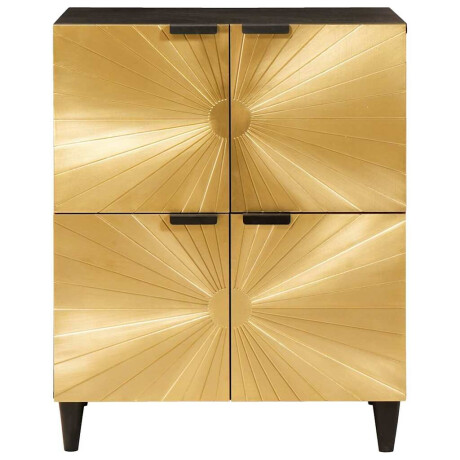 vidaXL Bijzetkast Zwart en Goud 60 x 33.5 x 75 cm massief mangohout afbeelding3 - 1