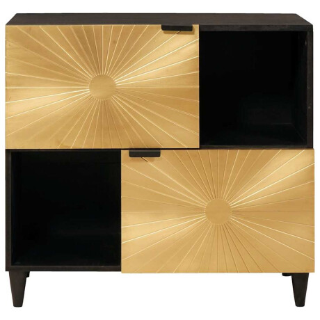 vidaXL Bijzetkast Zwart en Goud 80 x 33.5 x 75 cm massief mangohout afbeelding3 - 1