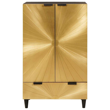 vidaXL Bijzetkast Zwart en Goud 60 x 33.5 x 100 cm massief mangohout afbeelding3 - 1