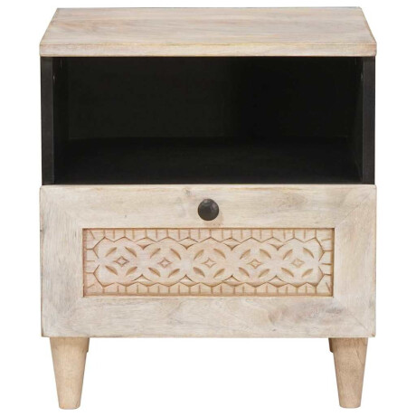 vidaXL Nachtkastje met lade Beige 40 x 33 x 46 cm massief mangohout afbeelding3 - 1