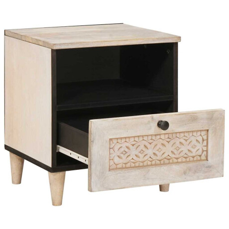 vidaXL Nachtkastje 2 pcs Beige 40 x 33 x 46 cm massief mangohout afbeelding3 - 1