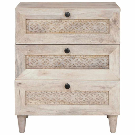 vidaXL Nachtkastje met lade Beige 50 x 33 x 60 cm massief mangohout afbeelding3 - 1