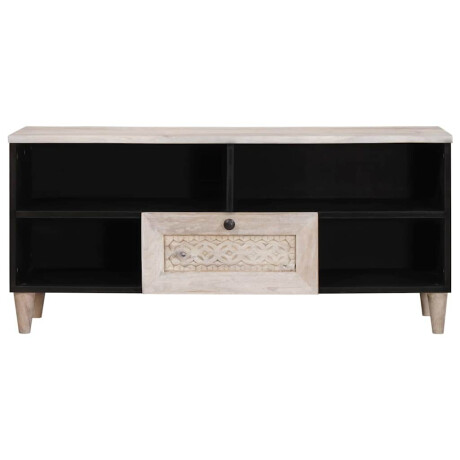 vidaXL TV-kast met lade Wit 105 x 33 x 46 cm massief mangohout afbeelding3 - 1