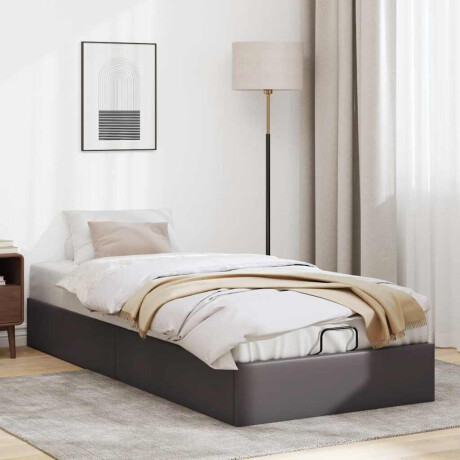 vidaXL Bedframe zonder matras 100x200 cm kunstleer grijs afbeelding3 - 1