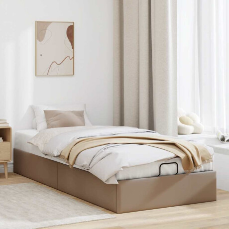 vidaXL Bedframe zonder matras 100x200 cm kunstleer cappuccinokleurig afbeelding3 - 1