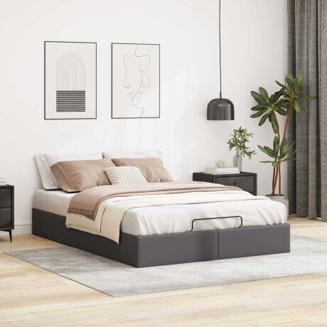 vidaXL Bedframe zonder matras 140x190 cm kunstleer grijs afbeelding3 - 1