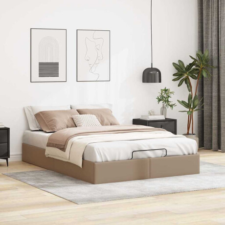 vidaXL Bedframe zonder matras 140x190 cm kunstleer cappuccinokleurig afbeelding3 - 1