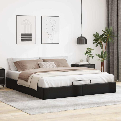 vidaXL Bedframe zonder matras 180x200 cm kunstleer zwart afbeelding3 - 1