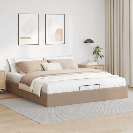 vidaXL Bedframe zonder matras 200x200 cm kunstleer cappuccinokleurig afbeelding3 - 1