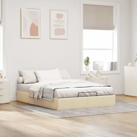 vidaXL Bedframe zonder matras 140x190 cm stof crèmekleurig afbeelding3 - 1