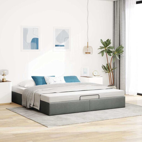 vidaXL Bedframe zonder matras 200x200 cm stof donkergrijs afbeelding3 - 1