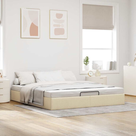 vidaXL Bedframe zonder matras 200x200 cm stof crèmekleurig afbeelding3 - 1