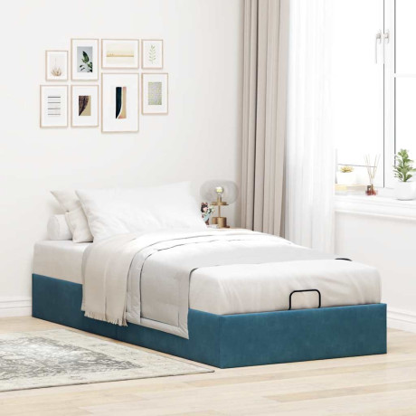 vidaXL Bedframe zonder matras 90x190 cm fluweel donkerblauw afbeelding3 - 1