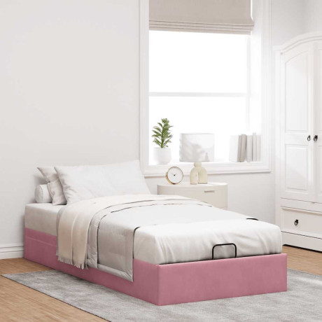 vidaXL Bedframe zonder matras 90x200 cm fluweel roze afbeelding3 - 1