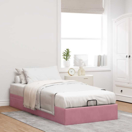 vidaXL Bedframe zonder matras 100x200 cm fluweel roze afbeelding3 - 1