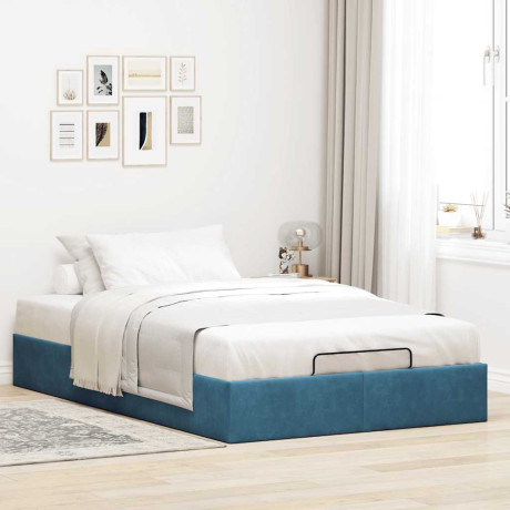 vidaXL Bedframe zonder matras 120x190 cm fluweel donkerblauw afbeelding3 - 1