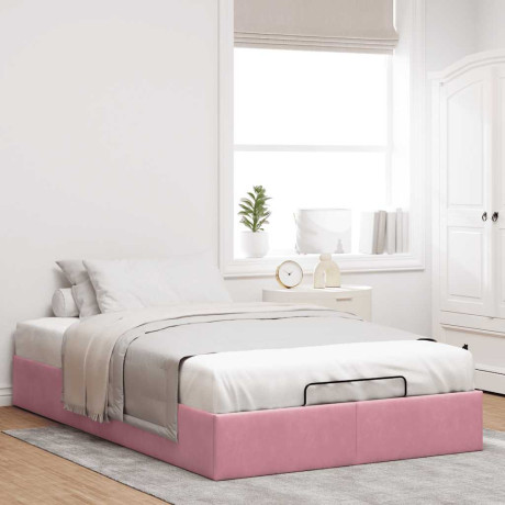 vidaXL Bedframe zonder matras 120x190 cm fluweel roze afbeelding3 - 1