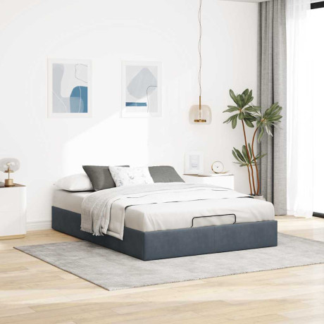 vidaXL Ottoman bedframe zonder matras 140x190 cm fluweel donkergrijs afbeelding3 - 1