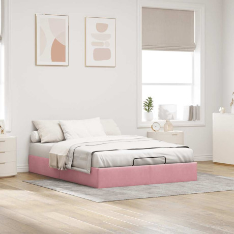 vidaXL Ottoman bedframe zonder matras 140x190 cm fluweel roze afbeelding3 - 1