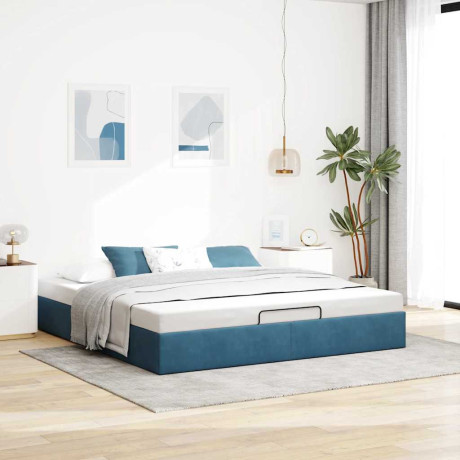 vidaXL Bedframe zonder matras 160x200 cm fluweel donkerblauw afbeelding3 - 1