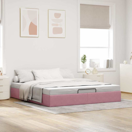 vidaXL Ottoman bedframe zonder matras 160x200 cm fluweel roze afbeelding3 - 1