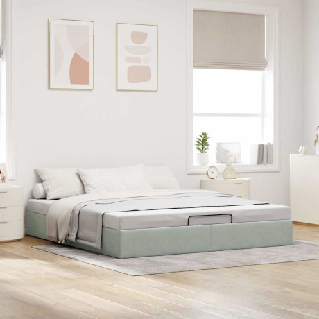 vidaXL Ottoman bedframe zonder matras 180x200 cm fluweel lichtgrijs afbeelding3 - 1