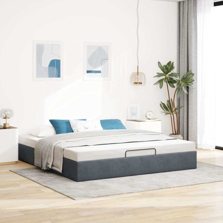 vidaXL Ottoman bedframe zonder matras 200x200 cm fluweel donkergrijs afbeelding3 - 1