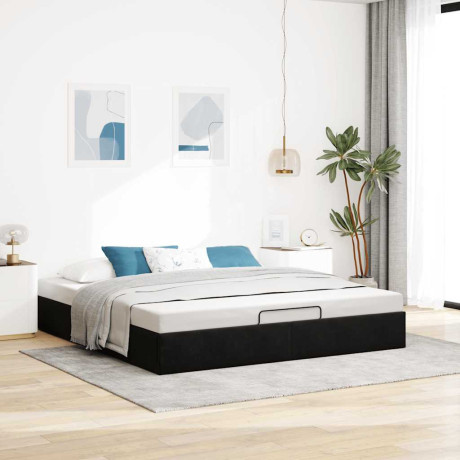 vidaXL Ottoman bedframe zonder matras 200x200 cm fluweel zwart afbeelding3 - 1