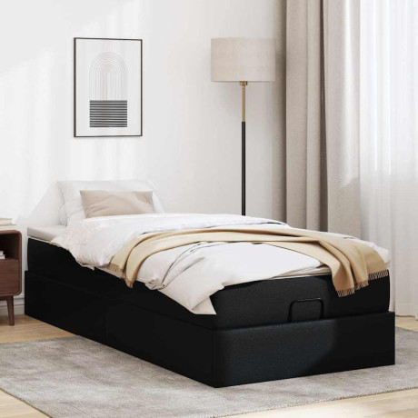 vidaXL Bedframe met matras 80x200cm kunstleer zwart afbeelding3 - 1