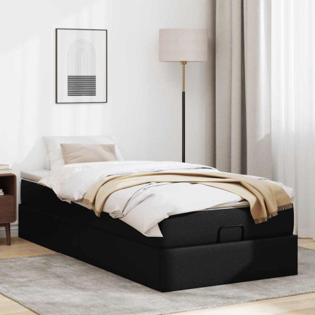 vidaXL Ottoman bed met matras 90x190 cm kunstleer zwart afbeelding3 - 1