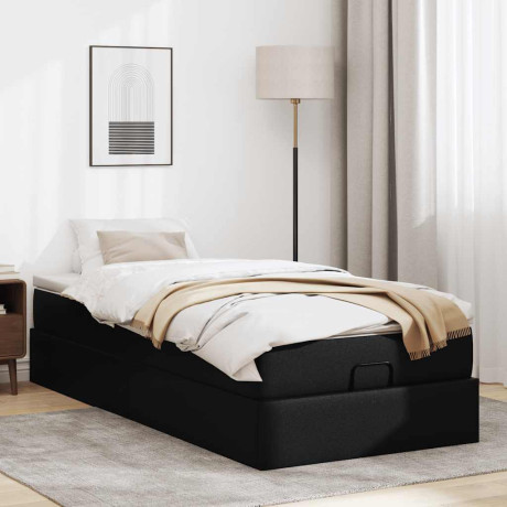 vidaXL Bedframe met matras 90x200cm kunstleer zwart afbeelding3 - 1