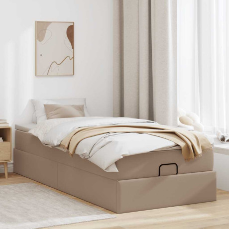 vidaXL Bedframe met matras 90x200cm kunstleer cappuccinokleurig afbeelding3 - 1