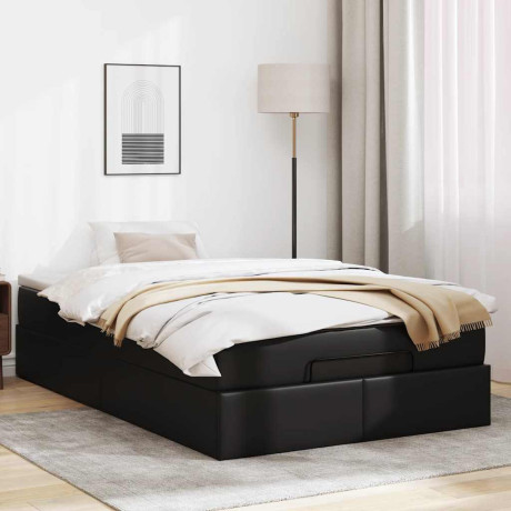 vidaXL Bedframe met matras 120x190 cm kunstleer zwart afbeelding3 - 1