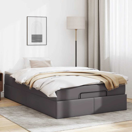 vidaXL Bedframe met matras 120x190 cm kunstleer grijs afbeelding3 - 1