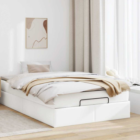 vidaXL Bedframe met matras 120x200cm kunstleer wit afbeelding3 - 1