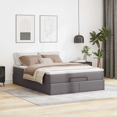 vidaXL Ottoman bed met matras 140x190cm kunstleer grijs afbeelding3 - 1
