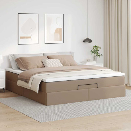 vidaXL Bedframe met matras 160x200cm kunstleer cappuccinokleurig afbeelding3 - 1