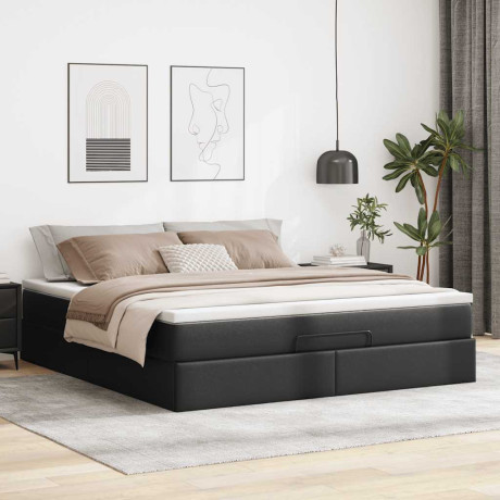 vidaXL Bedframe met matras 180x200cm kunstleer zwart afbeelding3 - 1