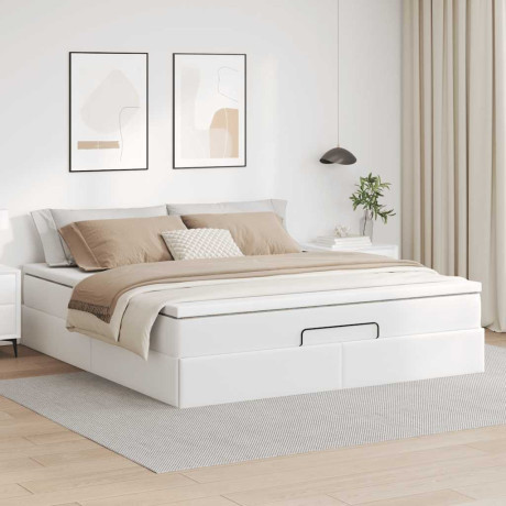 vidaXL Bedframe met matras 180x200cm kunstleer wit afbeelding3 - 1