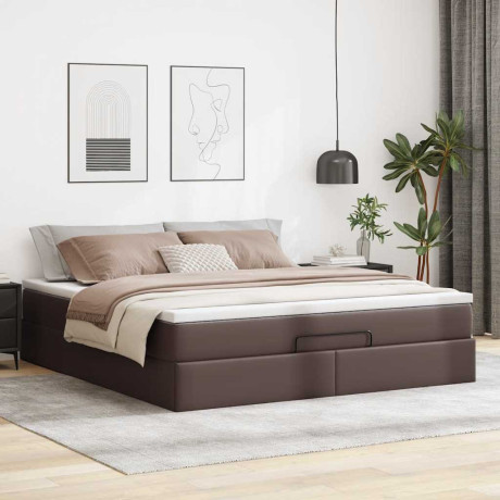 vidaXL Bedframe met matras 180x200cm kunstleer bruin afbeelding3 - 1