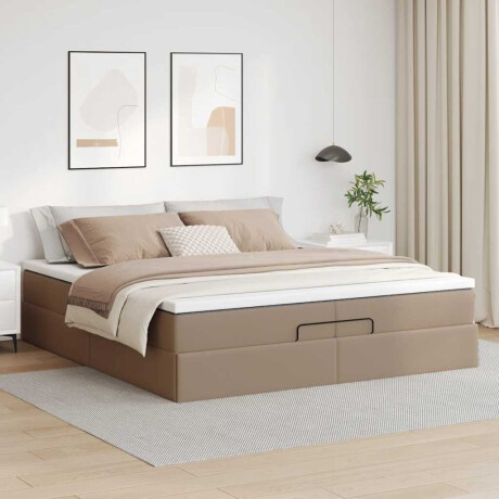 vidaXL Ottoman bed met matrassen 200x200cm kunstleer cappuccinokleurig afbeelding3 - 1