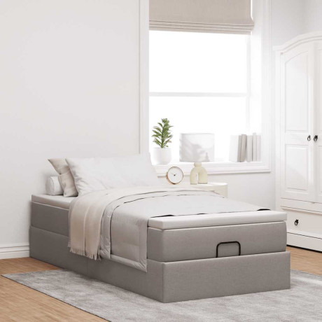 vidaXL Bedframe met matras 90x190cm stof taupe afbeelding3 - 1