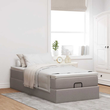 vidaXL Bedframe met matras 90x200cm stof taupe afbeelding3 - 1