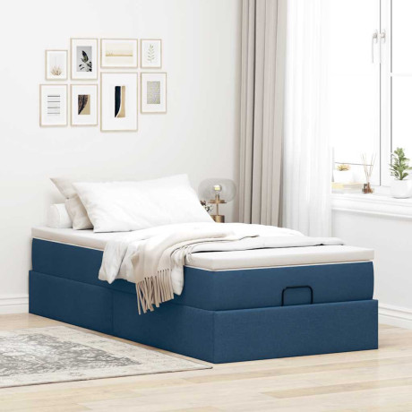 vidaXL Bedframe met matras 90x200cm stof blauw afbeelding3 - 1