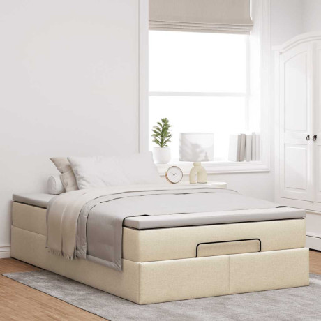 vidaXL Bedframe met matras 120x190 cm stof crèmekleurig afbeelding3 - 1