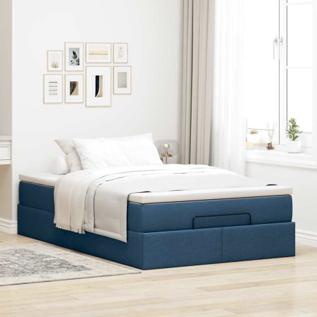 vidaXL Ottoman bed met matras 120x190 cm stof blauw afbeelding3 - 1