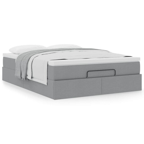 vidaXL Ottoman bed met matras 140x200cm stof lichtgrijs afbeelding3 - 1
