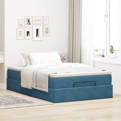vidaXL Bedframe met matras 120x190 cm fluweel donkerblauw afbeelding3 - 1